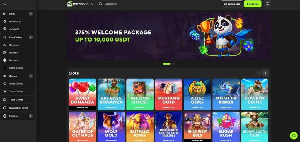 Panda Casino page accueil